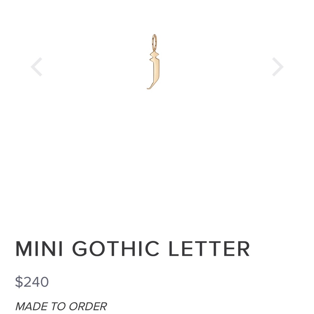 Jennifer Fisher Mini Gothic Letter J Charm